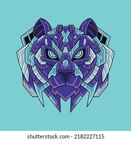 Abstract Colorful Geometric Ornament Doodle Tiger Illustration Tribal Cartoon Concept Vector. Suitable For Logo, Wallpaper, Banner, Background, Card, Book Illustration, T-Shirt Design, Sticker, Cover