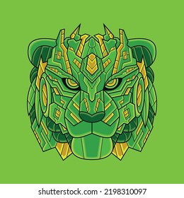 Abstract Colorful Geometric Ornament Doodle Tiger Illustration Tribal Cartoon Concept Vector. Suitable For Logo, Wallpaper, Banner, Background, Card, Book Illustration, T-Shirt Design, Sticker, Cover