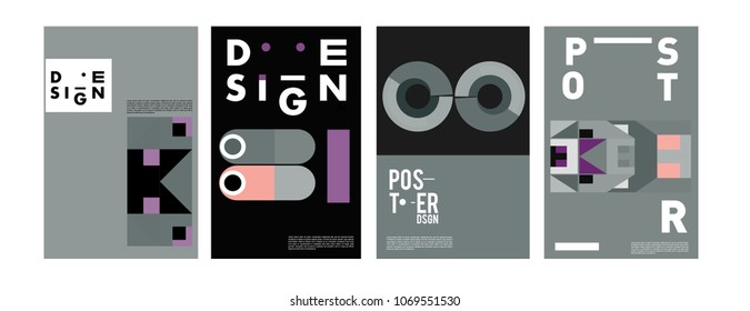 Abstract colorful geometric pattern background for poster design. Blue, yellow, red, orange, pink and green. Vector banner poster template in Eps10.