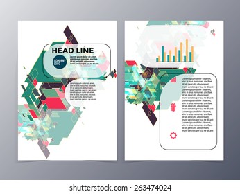 abstract colorful geometric pattern brochure design template vector mock up for use as company report, poster,flyer
