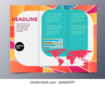 abstract colorful geometric pattern brochure design template vector mock up for use as company annual report, poster,flyer