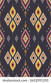 Abstract Colorful geometric pattern with diamond shapes and abstract floral motifs