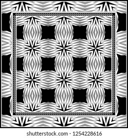 Abstract Colorful Geometric Pattern. Ornament With Decorative Frame, Border. For Scrapbook Print, Fashion Design. Vector Illustration