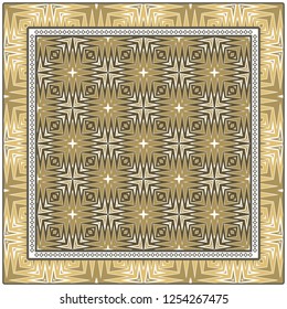 Abstract Colorful Geometric Pattern. Ornament With Decorative Frame, Border. For Scrapbook Print, Fashion Design. Vector Illustration