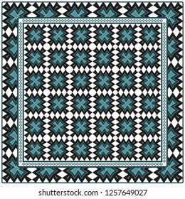 Abstract Colorful Geometric Pattern. Ornament With Decorative Frame, Border. For Scrapbook Print, Fashion Design. Vector Illustration