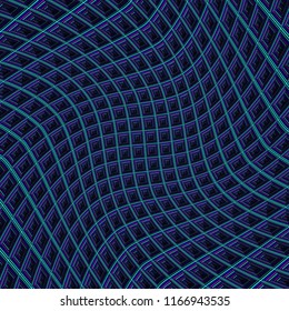 Abstract Colorful Geometric Pattern with Stripes and Squares. Curved Wicker Wall. Vector. 3D Illustration