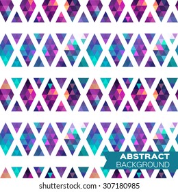 Abstract colorful geometric rhombus triangles seamless pattern background. Vector origami illustration for design