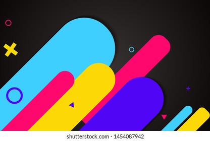 Abstract colorful geometric rounded shapes vector background. Minimal and modern flat layout design for use fun concept cover, banner, card, invitation, holiday event