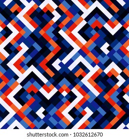 Abstract colorful geometric seamless pattern with squares and lines. Vector illustration
