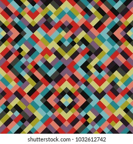 Abstract colorful geometric seamless pattern with squares and lines. Vector illustration