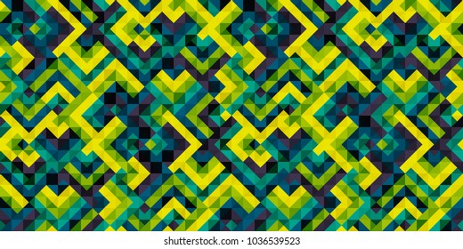 Abstract colorful geometric seamless pattern with squares and lines. Vector background