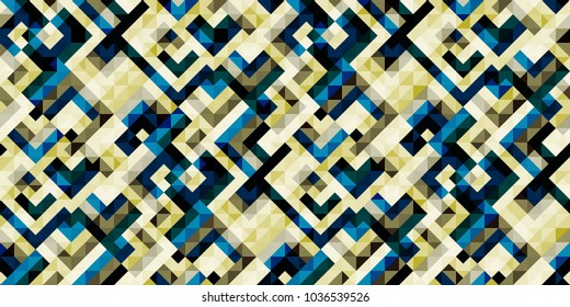 Abstract colorful geometric seamless pattern with squares and lines. Vector background