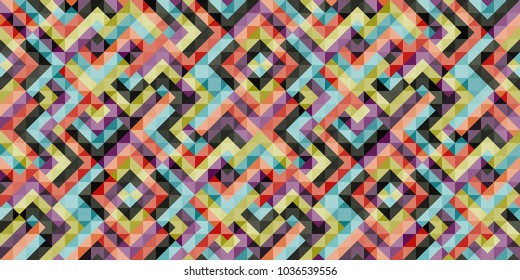 Abstract colorful geometric seamless pattern with squares and lines. Vector background