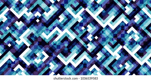 Abstract colorful geometric seamless pattern with squares and lines. Vector background