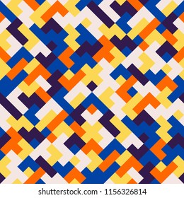 Abstract colorful geometric seamless pattern with squares and lines. Vector illustration