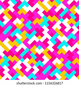 Abstract colorful geometric seamless pattern with squares and lines. Vector illustration