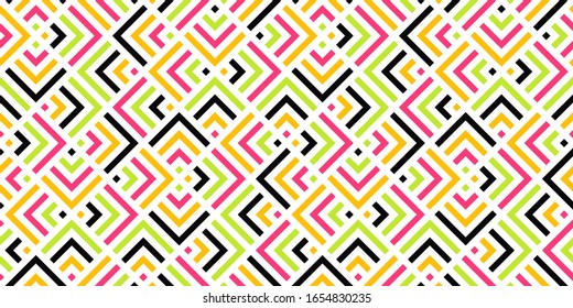 Abstract colorful geometric seamless pattern with lines. Vector background. Modern design template for web, presentation, branding package, fabric print, wallpaper