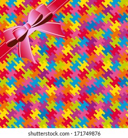 Abstract  colorful geometric seamless  pattern background whis ribbon. Vector file layered for easy manipulation and coloring. 