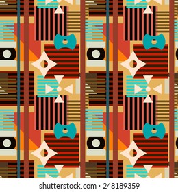 Abstract colorful geometric seamless pattern. Mosaic repeating background texture. Cloth design, wrapping 