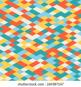 Abstract Colorful Geometric Seamless Pattern. Modern Flat Isometric Background. Vector Template Random Colored Decorative Texture.