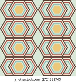 abstrakte bunte geometrische nahtlose Mustergrafik. Nahtloses Vektormuster. Moderne stylische Textur. Wiederholtes geometrisches Muster mit sechseckigen Kacheln. 10 EPS