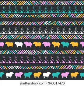 Abstract colorful geometric seamless pattern. Ethnic decorative background.