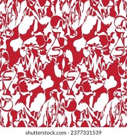 Abstract colorful geometric seamless textile print pattern. colored Textured Pattern. Creative doodle with different shapes and textures. Curved doodling background
