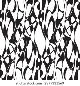 Abstract colorful geometric seamless textile print pattern. colored Textured Pattern. Creative doodle with different shapes and textures. Curved doodling background
