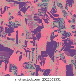 Abstract colorful geometric seamless textile print pattern. colored Textured Pattern. Creative doodle with different shapes and textures. Curved doodling background
