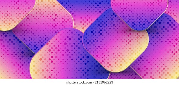 Abstract Colorful Geometric Shape Background with Halftone Style and 3D Effect. Colorful Gradient Background Design for Poster or Banner