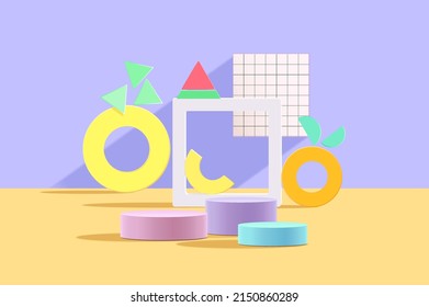 Abstract colorful geometric shape background, modern minimalist mock up for podium display or showcase