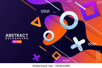 Resumen Colorido con diseño de fondo de combinación de formas geométricas. Ilustración De Fondo Moderna.