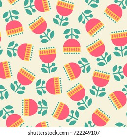 Abstract colorful geometric shape flowers pattern background. Vector illustration