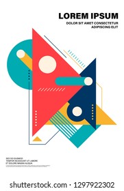 Abstract colorful geometric shape layout design template poster background modern art style. Design element can be used for backdrop, publication, brochure, flyer, advertisement, vector illustration