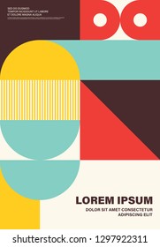 Abstract colorful geometric shape layout design template poster background modern art style. Design element can be used for backdrop, publication, brochure, flyer, advertisement, vector illustration