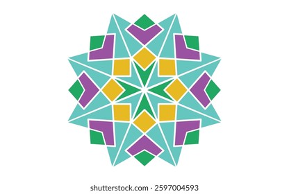 abstract colorful geometric shape vector assets, mandala shape vector object
