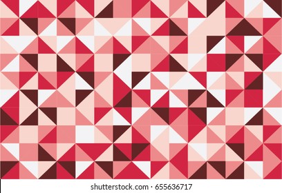 Abstract colorful geometric shapes background. Colorful crimson mosaic backdrop. Geometric hipster triangular background, vector