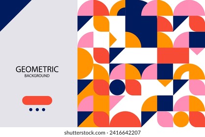 Abstract colorful geometric shapes pattern bauhaus background design vector for wb, banner, cards, poster, cover and prints.