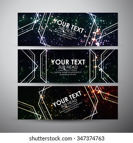 Abstract colorful geometric shining pattern. Vector banners set background. 