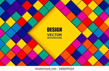 Abstract . Colorful geometric square background. light and shadow .Vector.
