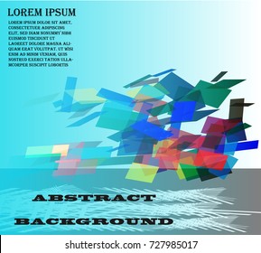 Abstract colorful geometric square element creative design concept on blue and white background and sample text,Vector illustration.