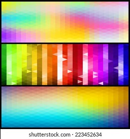 Abstract colorful geometric style background & banner set with soft pastel tones