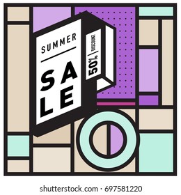 Abstract Colorful Geometric Summer Sale background design template. Trendy and Colorful Pattern design for fabric background and wallpaper. Summer Promotion and discount poster design.