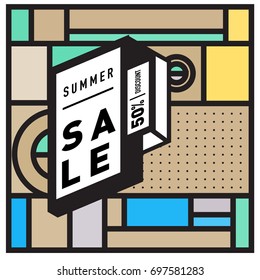 Abstract Colorful Geometric Summer Sale background design template. Trendy and Colorful Pattern design for fabric background and wallpaper. Summer Promotion and discount poster design.