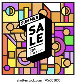 Abstract Colorful Geometric Summer Sale background design template. Trendy and Colorful Pattern design for fabric background and wallpaper. Summer Promotion and discount poster design.