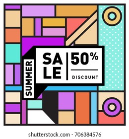 Abstract Colorful Geometric Summer Sale background design template. Trendy and Colorful Pattern design for fabric background and wallpaper. Summer Promotion and discount poster design