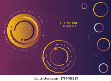 Abstract colorful geometric template with circle shapes on purple background. Element design with copy space for text. Vector Illustration.