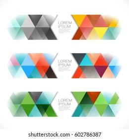 Abstract colorful geometric template and modern banner overlapping with white space for text. Modern background for business or technology presentation, app cover, online presentation website element.