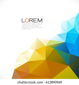 Abstract colorful geometric template on down position with space isolated on white background. Modern background for business or technology presentation, app cover, online presentation.