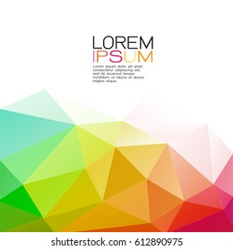 Abstract colorful geometric template on down position with space isolated on white background. Modern background for business or technology presentation, app cover, online presentation.